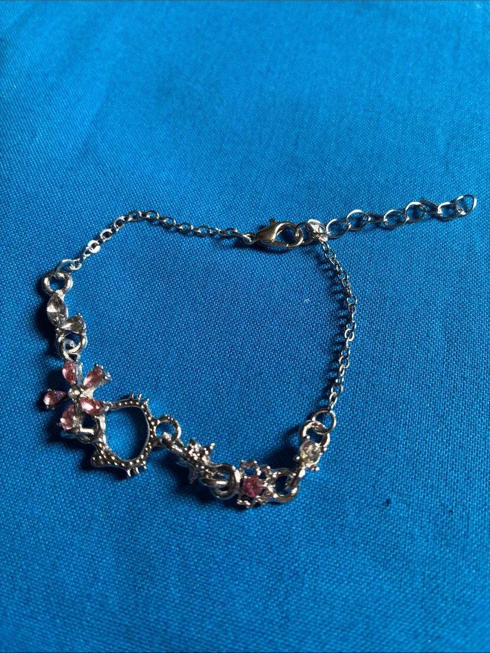 Bracelet with Pink Crystal Flower Accent